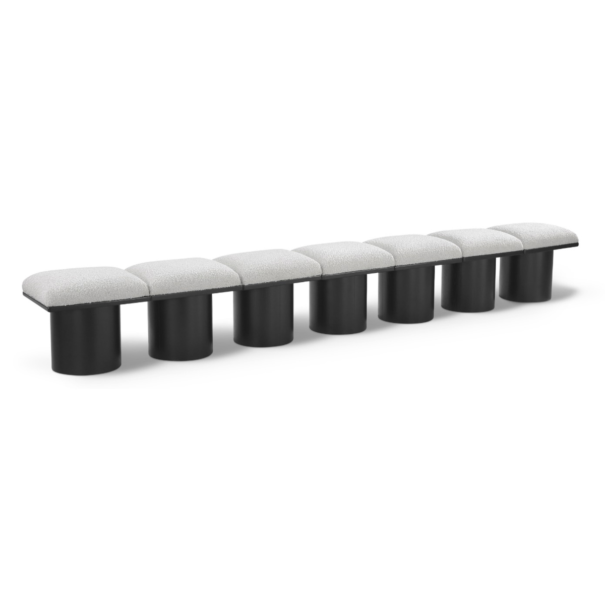 Pavilion Cream Boucle Fabric Upholstered 7 Piece Modular Bench