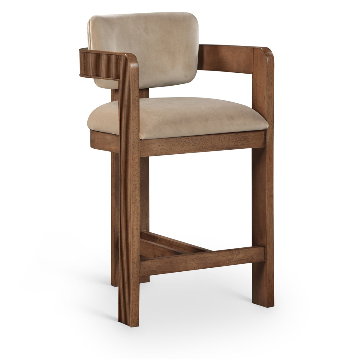 Sacha Beige Velvet Upholstered Counter Stool Set of 2