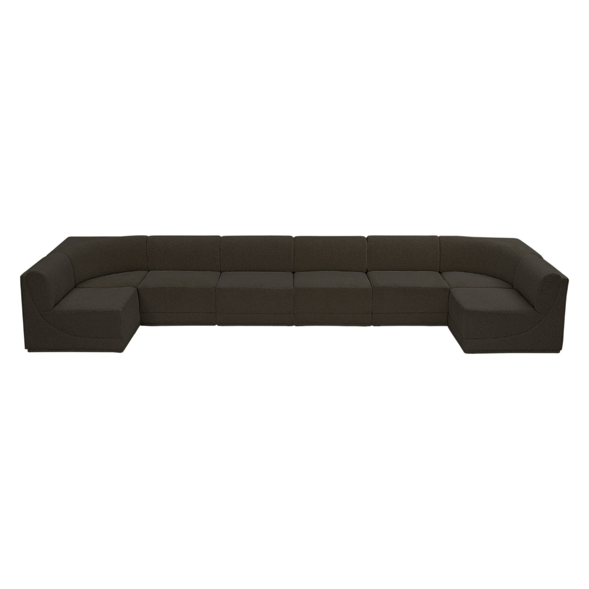 Ollie 188in Brown Boucle Fabric Upholstered 8 Piece Modular Sectional Sofa