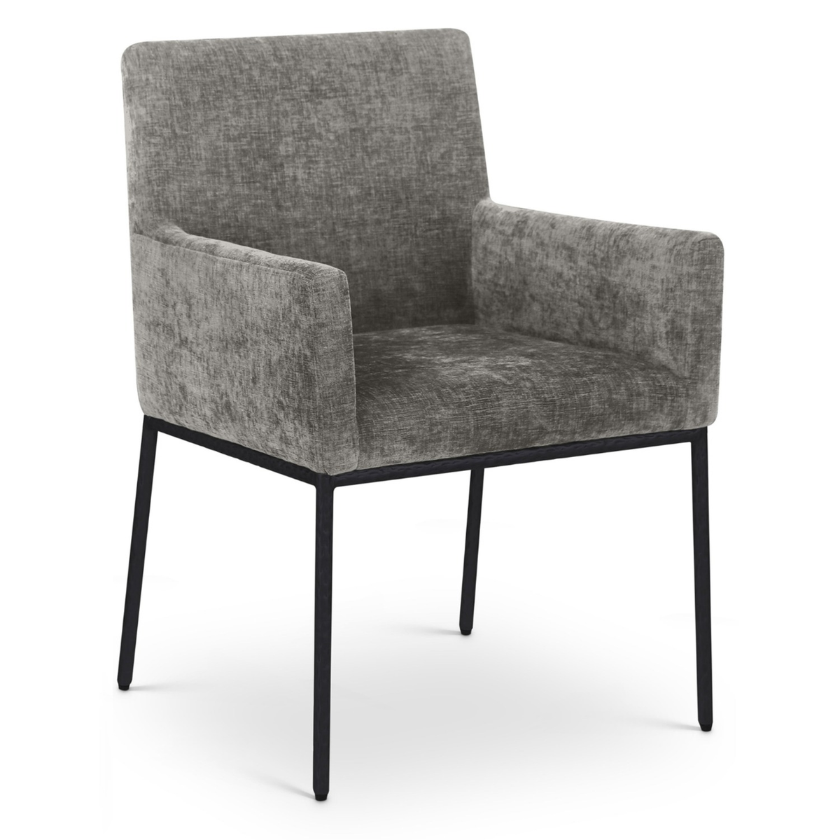 Reeves Grey Chenille Fabric Upholstered Dining Arm Chair Set of 2
