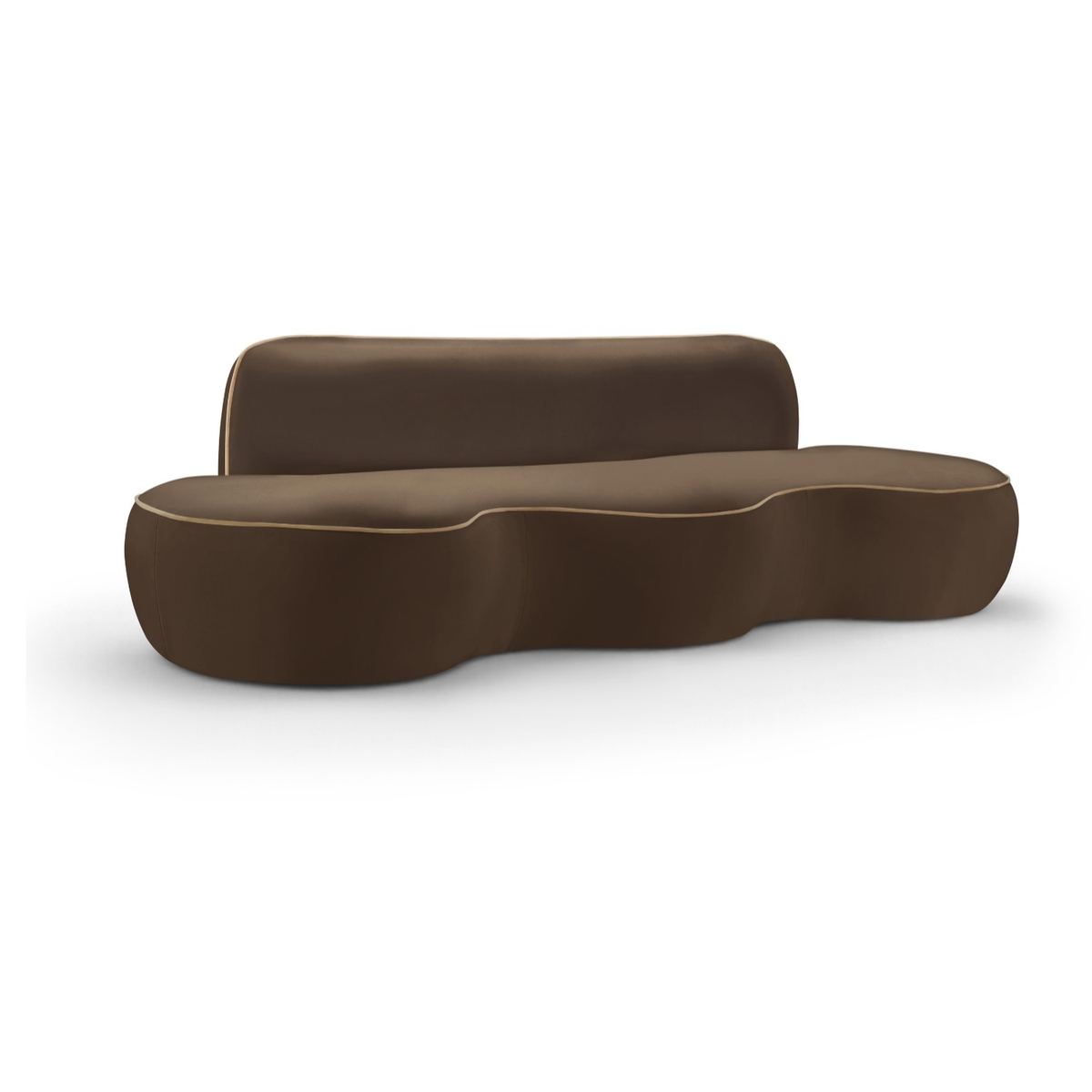 Swerve 10 0in Brown Velvet Upholstered Sofa