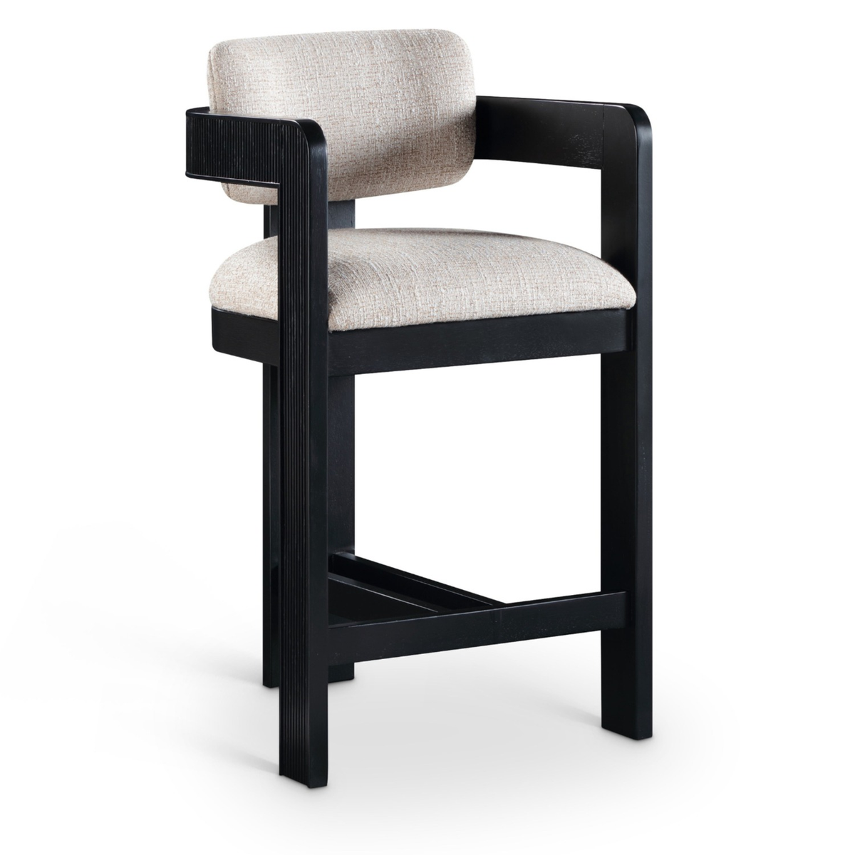 Sacha Beige Linen Textured Fabric Upholstered Counter Stool Set of 2