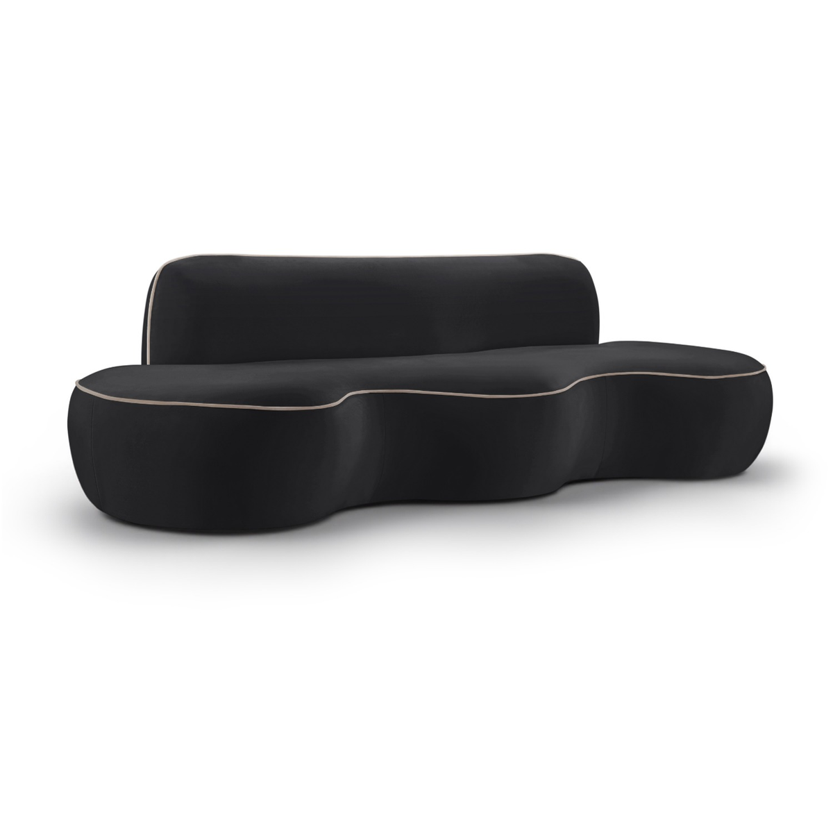 Swerve 10 0in Black Velvet Upholstered Sofa