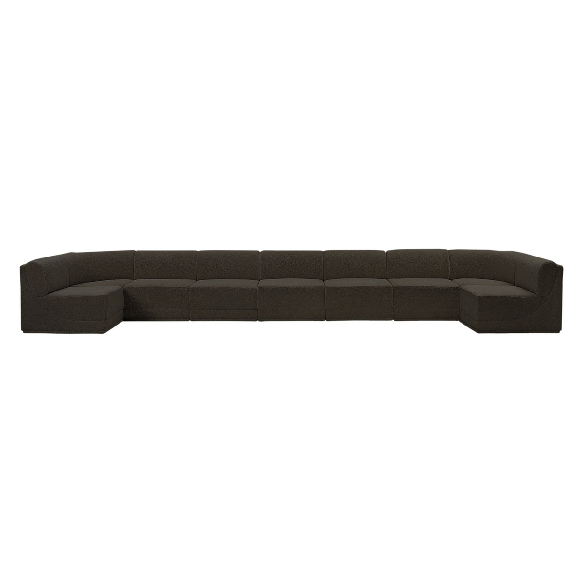 Ollie 218in Brown Boucle Fabric Upholstered 9 Piece Modular Sectional Sofa
