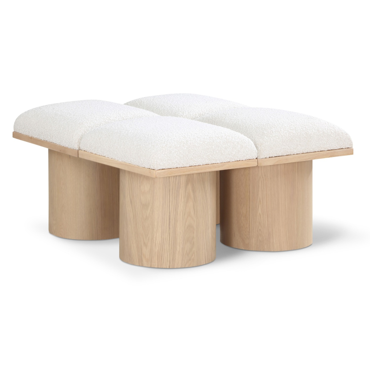 Pavilion Cream Boucle Fabric Upholstered 4 Piece Modular Bench