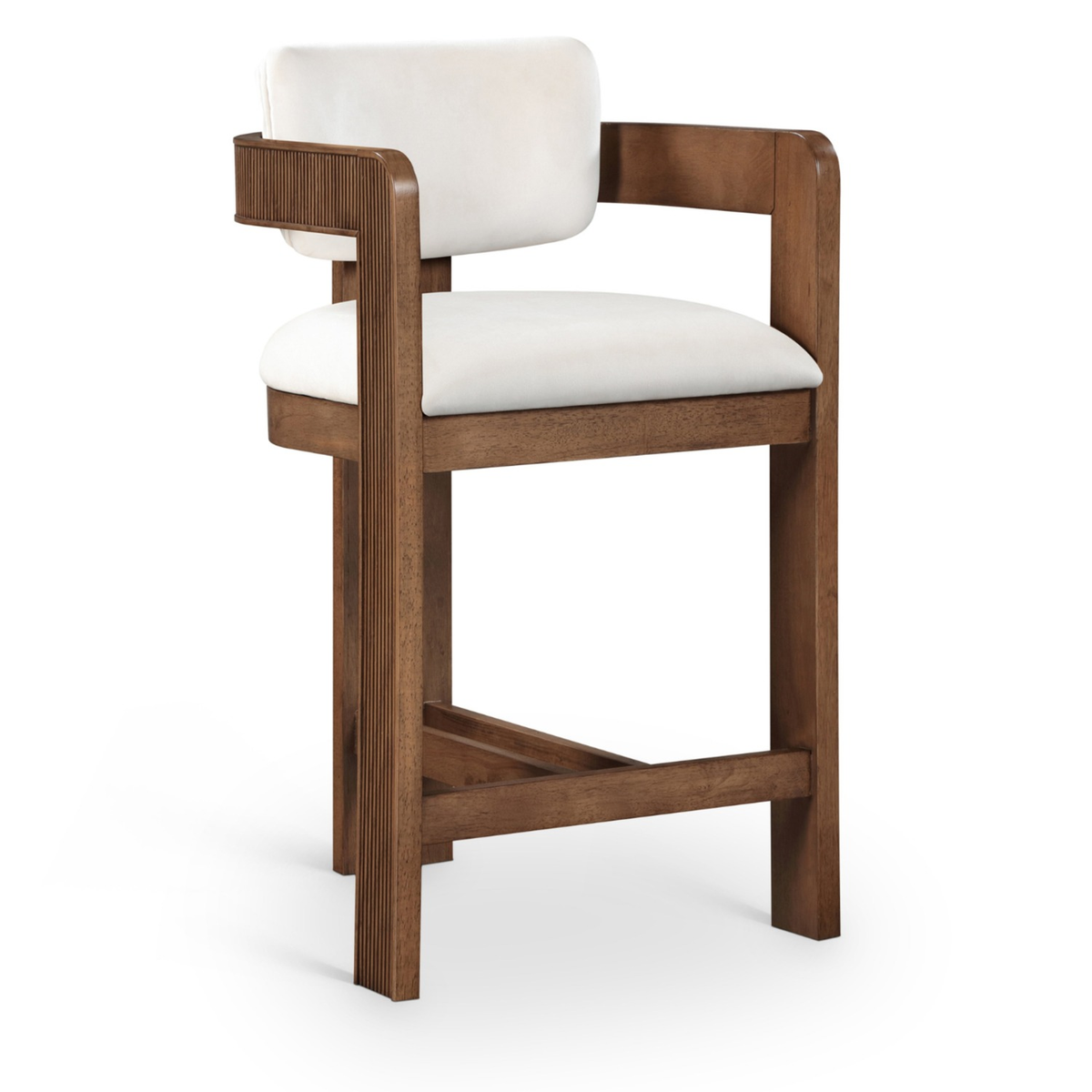 Sacha Cream Velvet Upholstered Counter Stool Set of 2