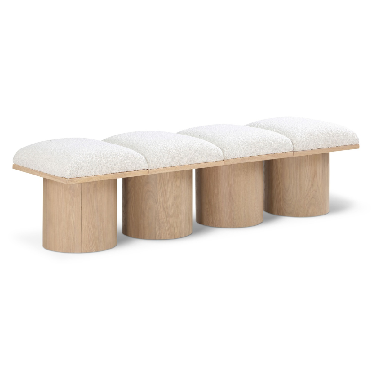 Pavilion Cream Boucle Fabric Upholstered 4 Piece Modular Bench