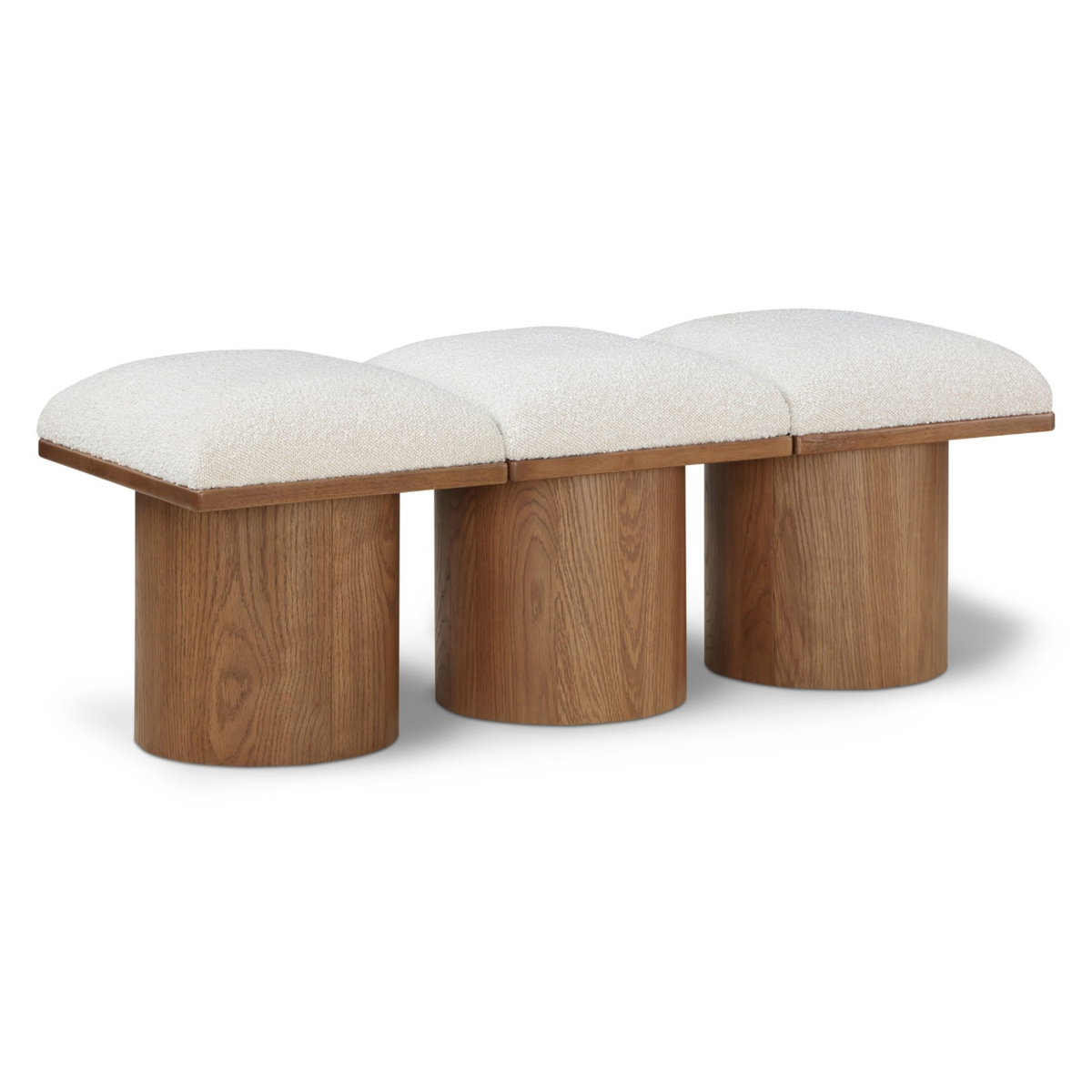 Pavilion Cream Boucle Fabric Upholstered 3 Piece Modular Bench
