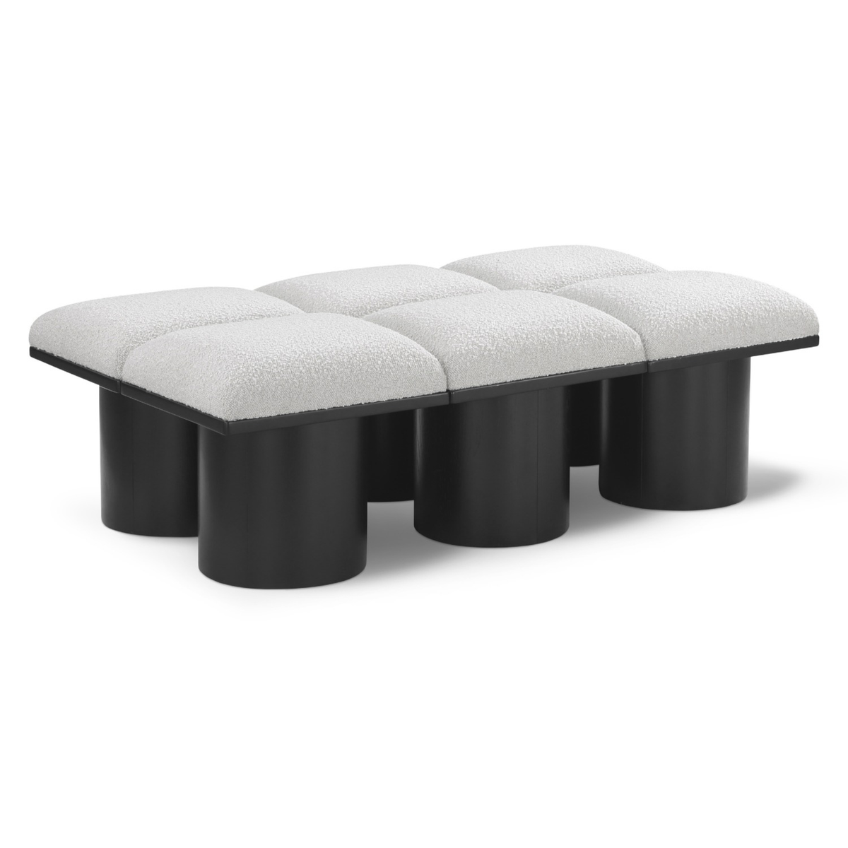 Pavilion Cream Boucle Fabric Upholstered 6 Piece Modular Bench