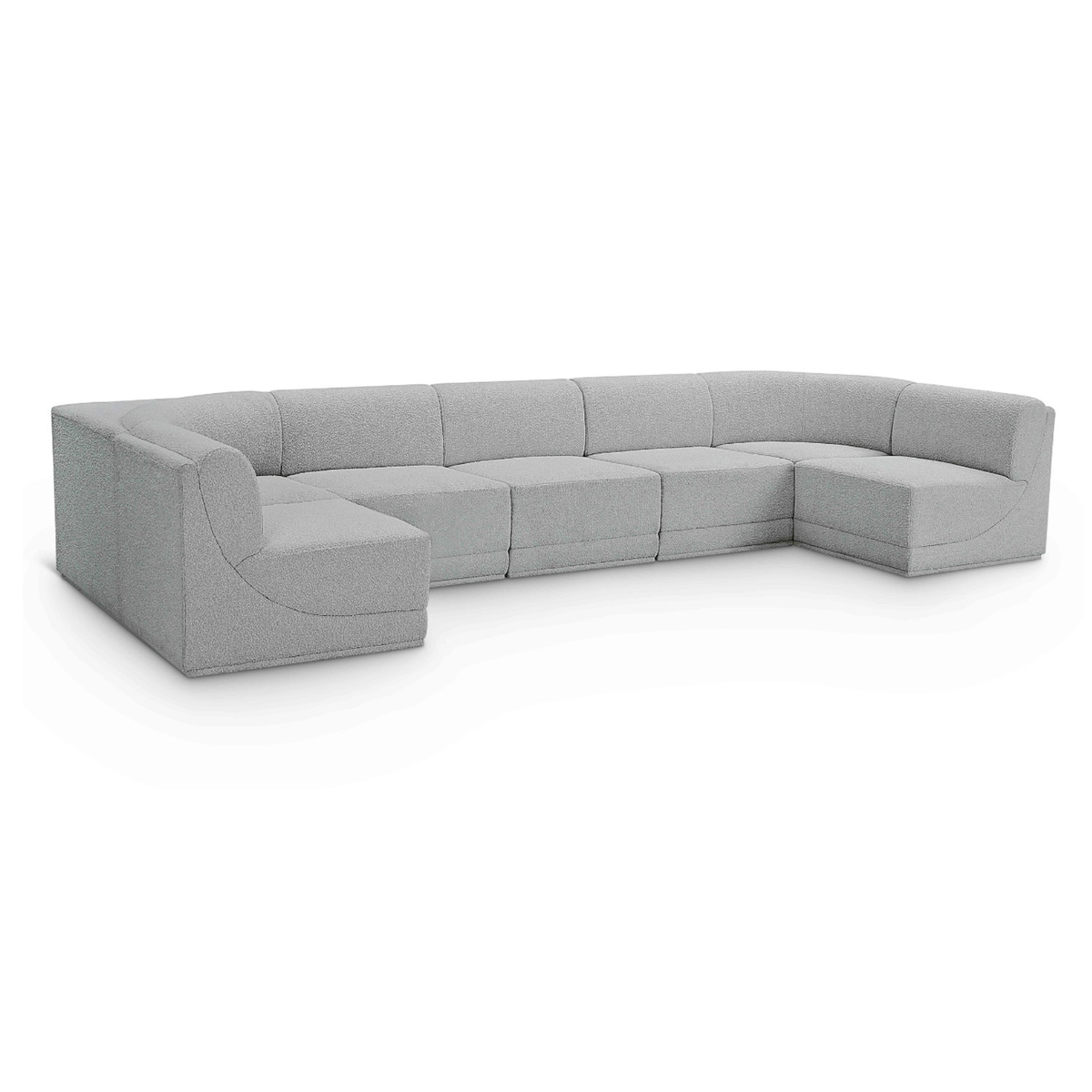 Ollie 158in Grey Boucle Fabric Upholstered 7 Piece Modular Sectional Sofa
