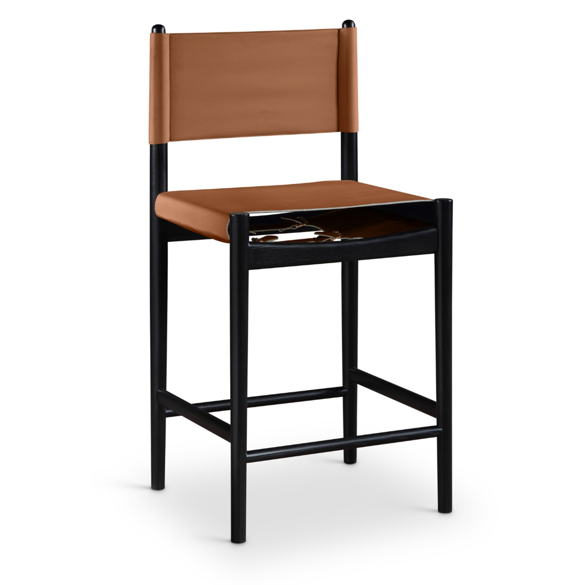 Rawlins Cognac Vegan Leather Upholstered Counter Stool Set of 2