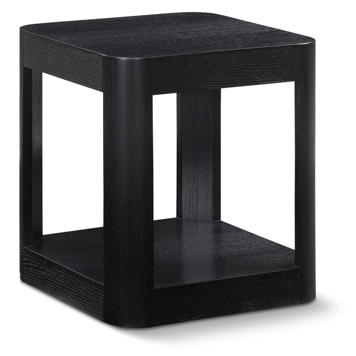 Reeves Black Solid Wood And Burl Veneer End Side Table Set of 2