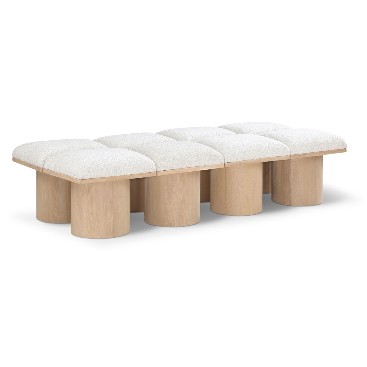 Pavilion Cream Boucle Fabric Upholstered 8 Piece Modular Bench