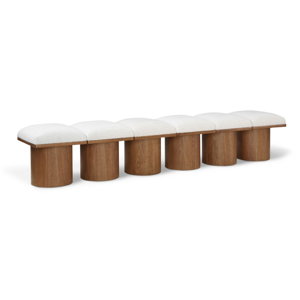 Pavilion Cream Boucle Fabric Upholstered 6 Piece Modular Bench