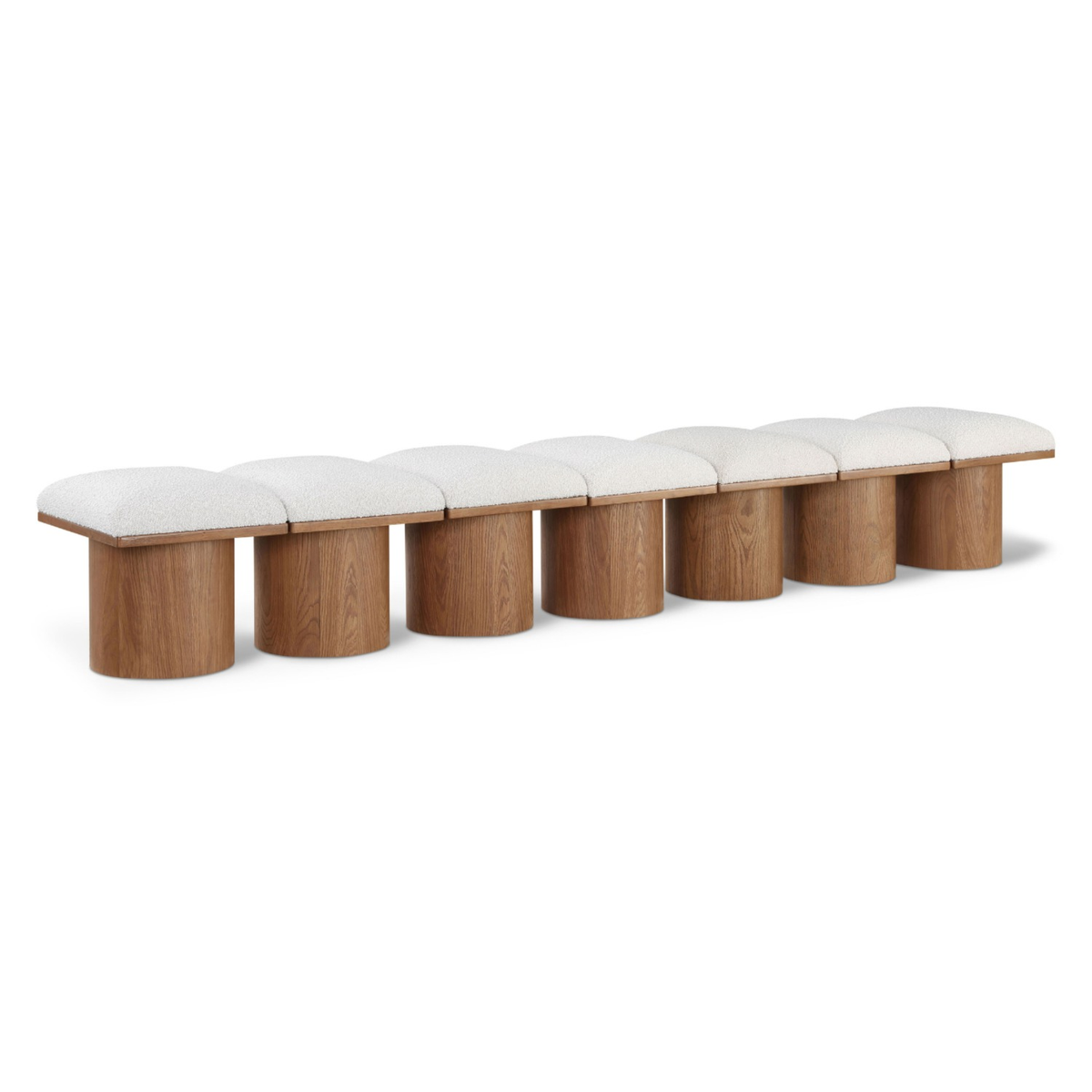 Pavilion Cream Boucle Fabric Upholstered 7 Piece Modular Bench