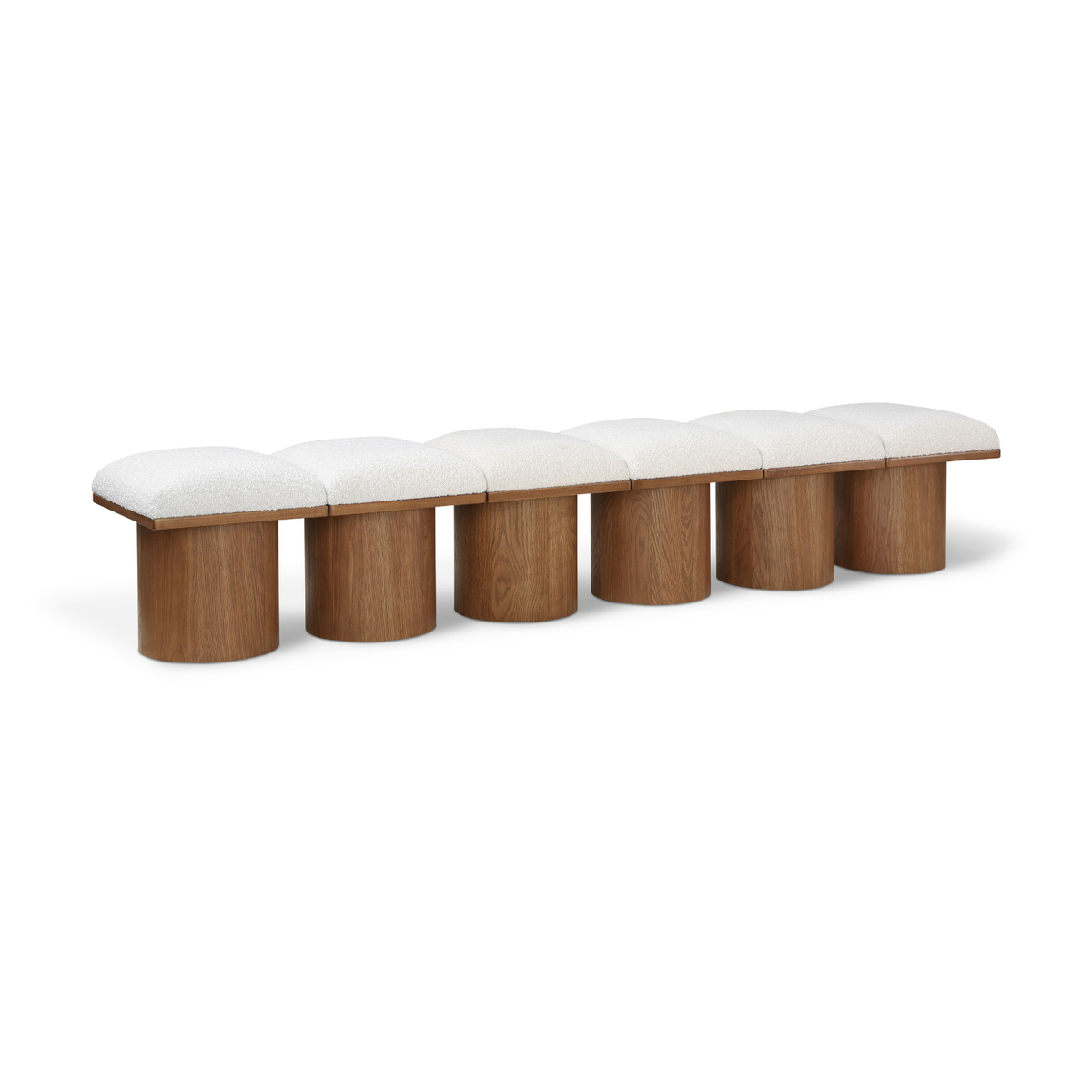 Pavilion Cream Boucle Fabric Upholstered 6 Piece Modular Bench