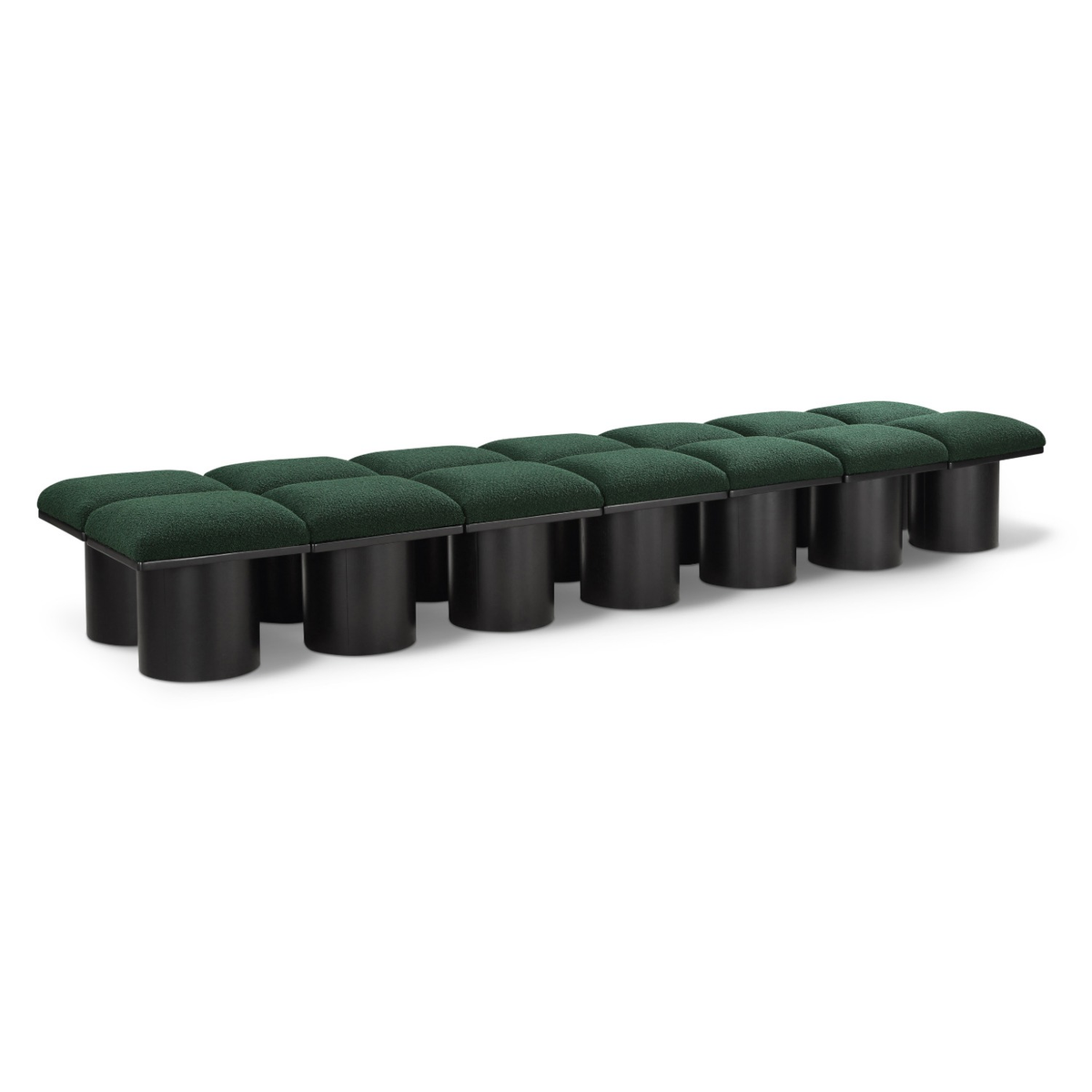 Pavilion Green Boucle Fabric Upholstered 14 Piece Modular Bench