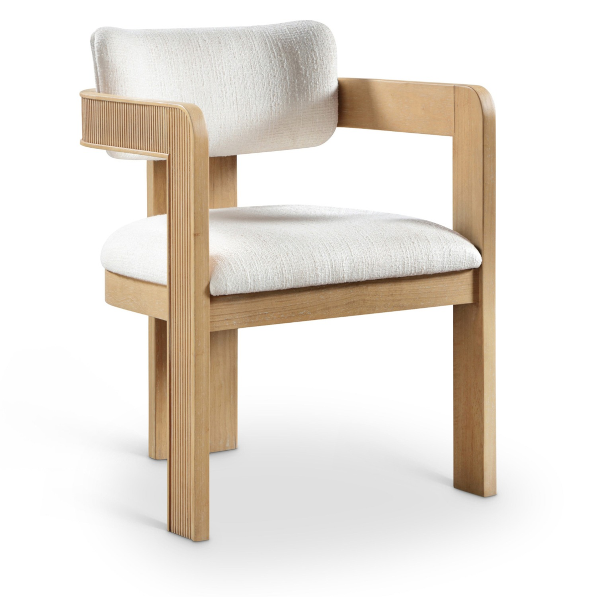 Sacha Cream Linen Textured Fabric Upholstered Dining Chair, Set of 2, primary product view