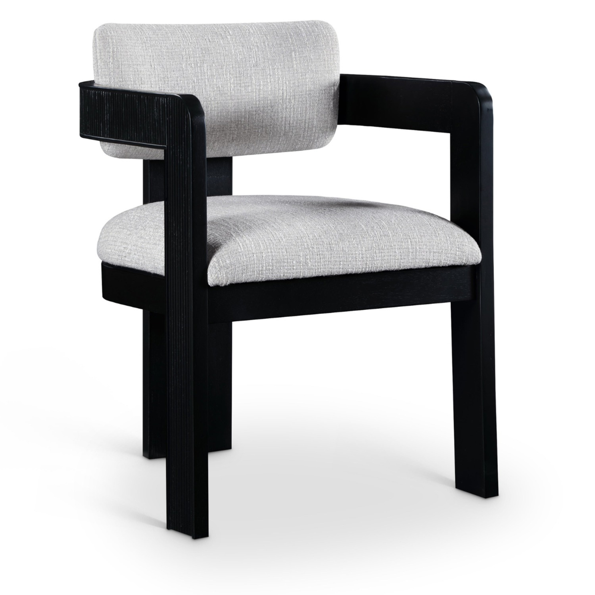 Sacha Grey Linen Textured Fabric Upholstered Dining Chair Set of 2