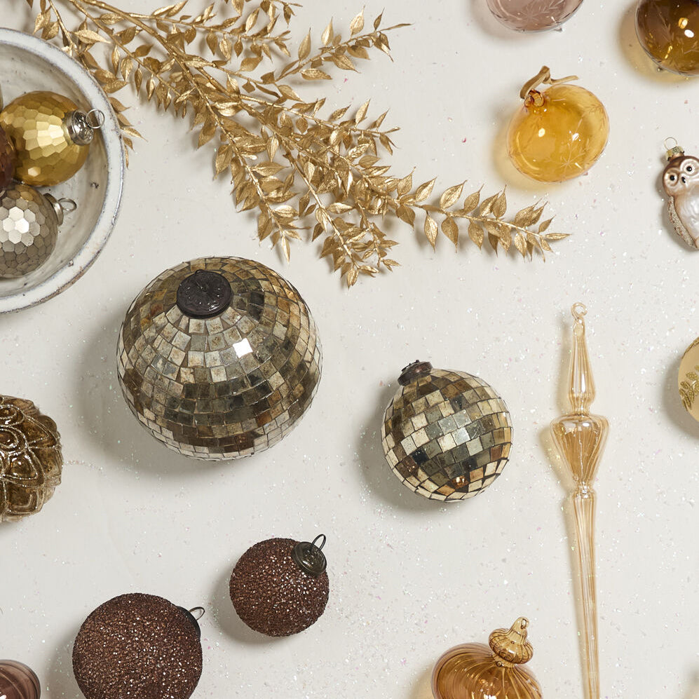 Antiqued Disco Ball Ornament Set of 6