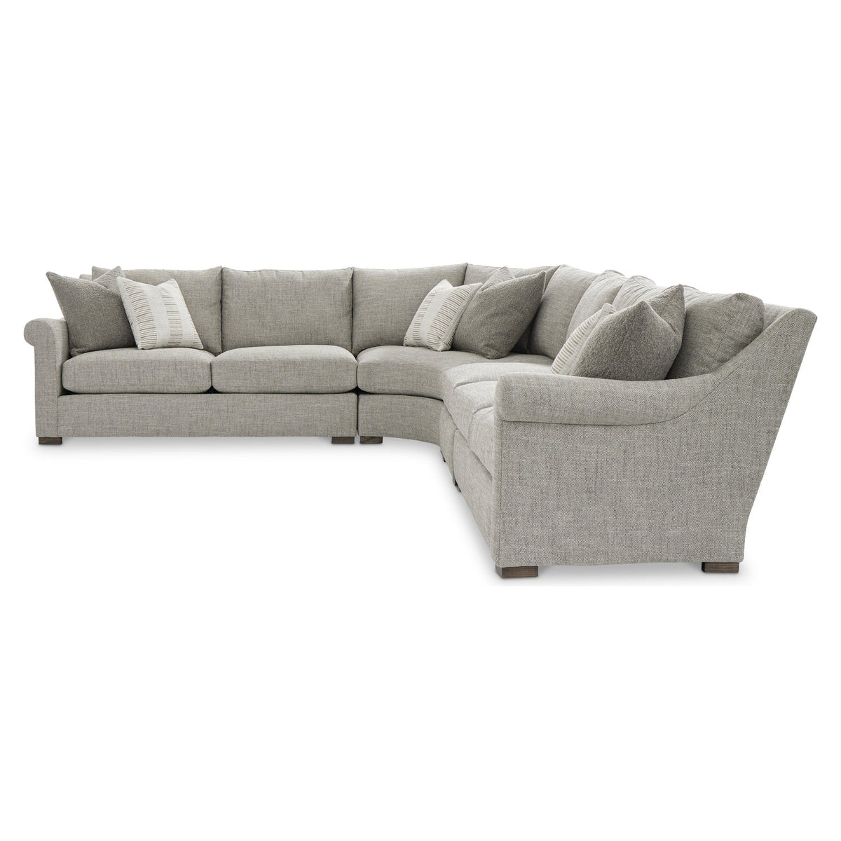 Bernhardt Living Keirnan Fabric Sectional Sofa in Brown, angled three-quarter view