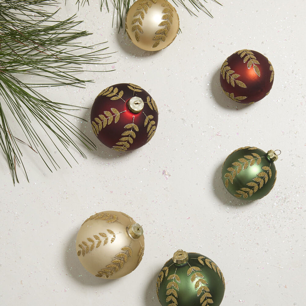 Beaded Leaf Ornament Set of 6