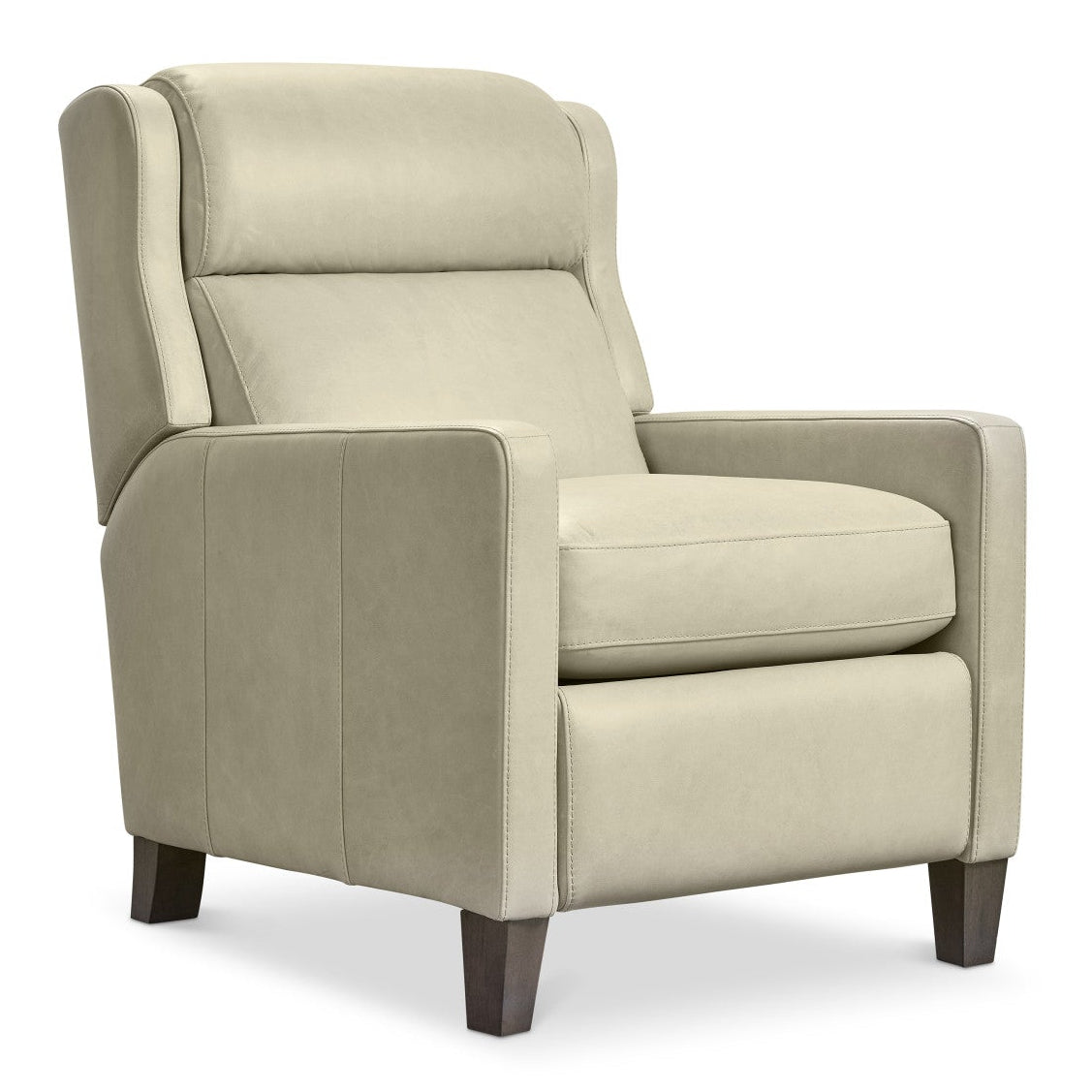 Bernhardt Motion Hampton Leather Recliner in Cream, front view