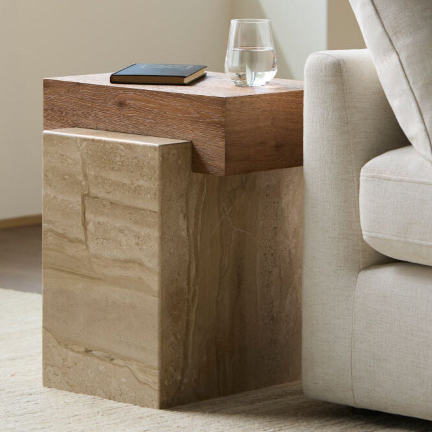 Tulare Oak & Marble End Table