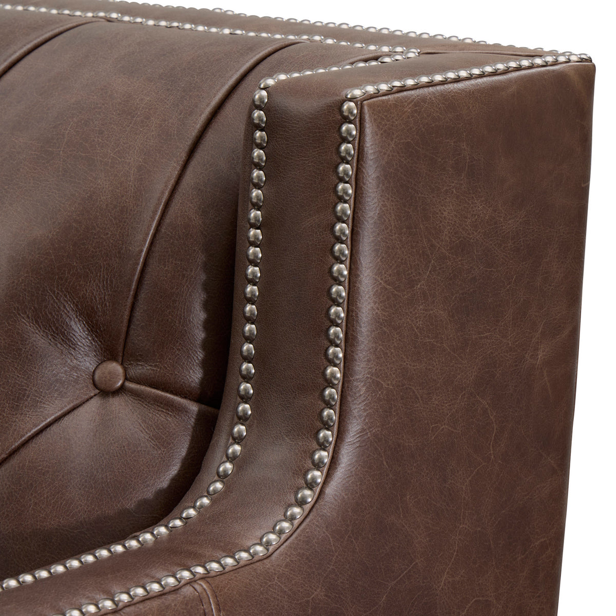 Bernhardt Candace 4 Piece Leather Sectional in Brown, detail view