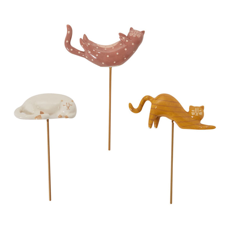 Curious Cats Plant Stick Set of 3