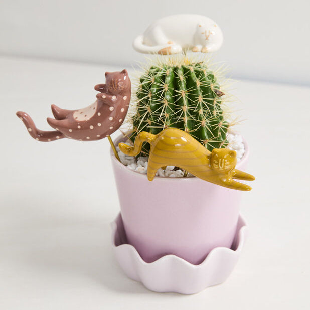 Curious Cats Plant Stick Set of 3