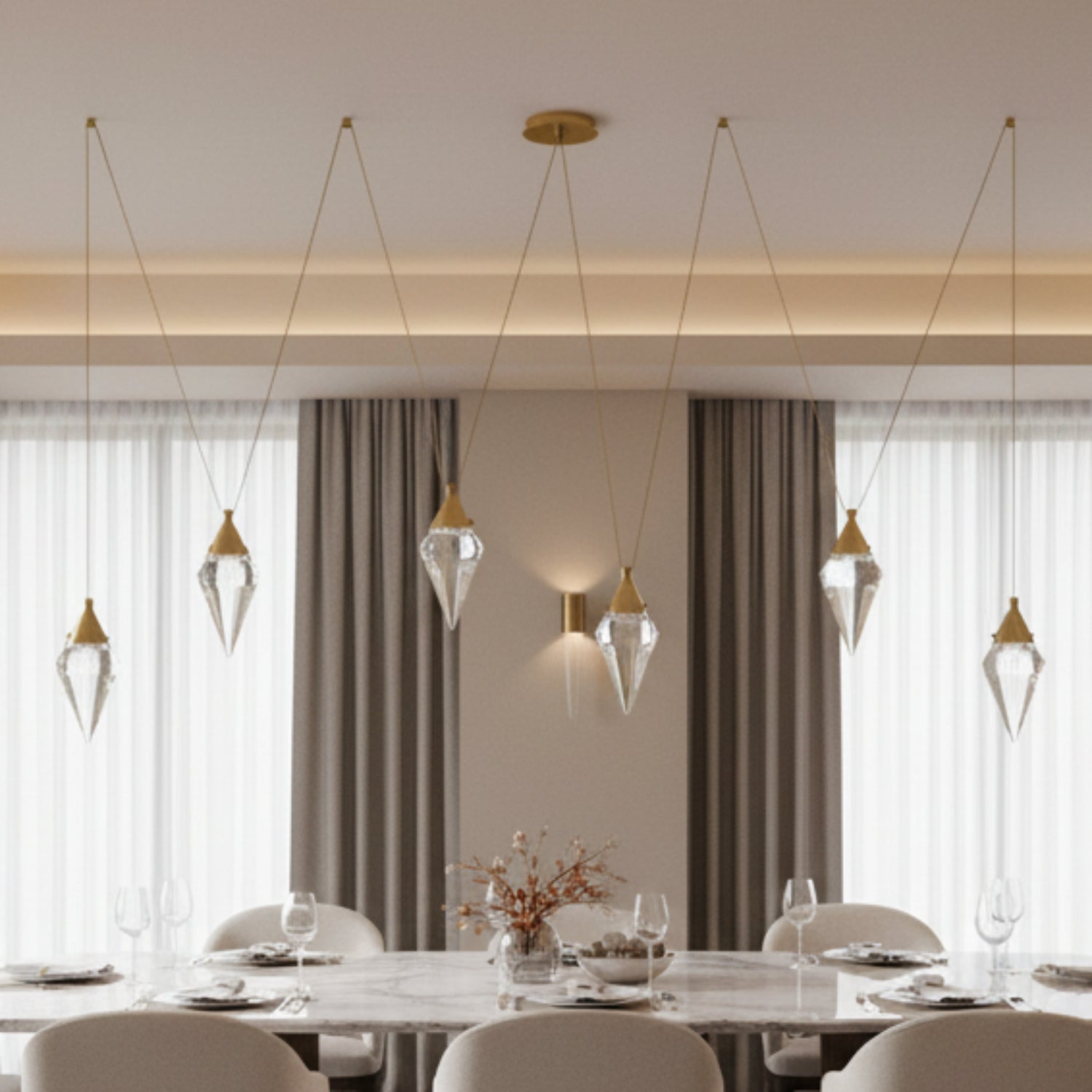 Arteriors Berkley Brass Multi-Drop Chandelier