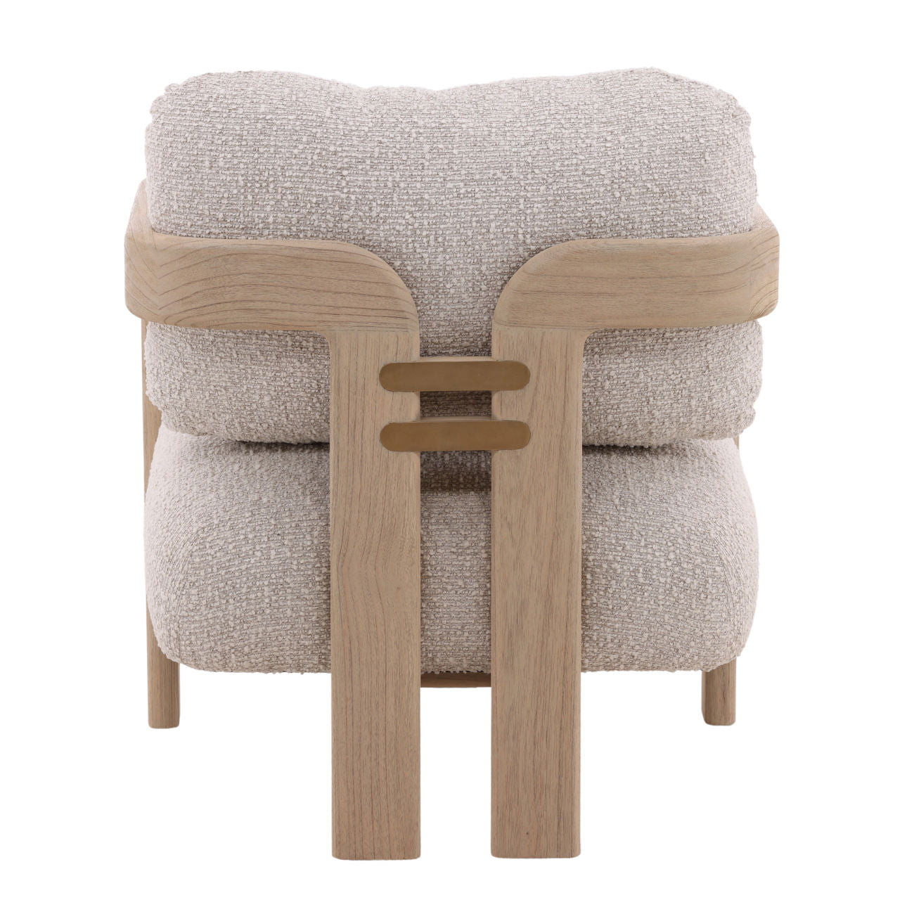 Chavez cream basketweave and mindi wood occasional chair, side profile view