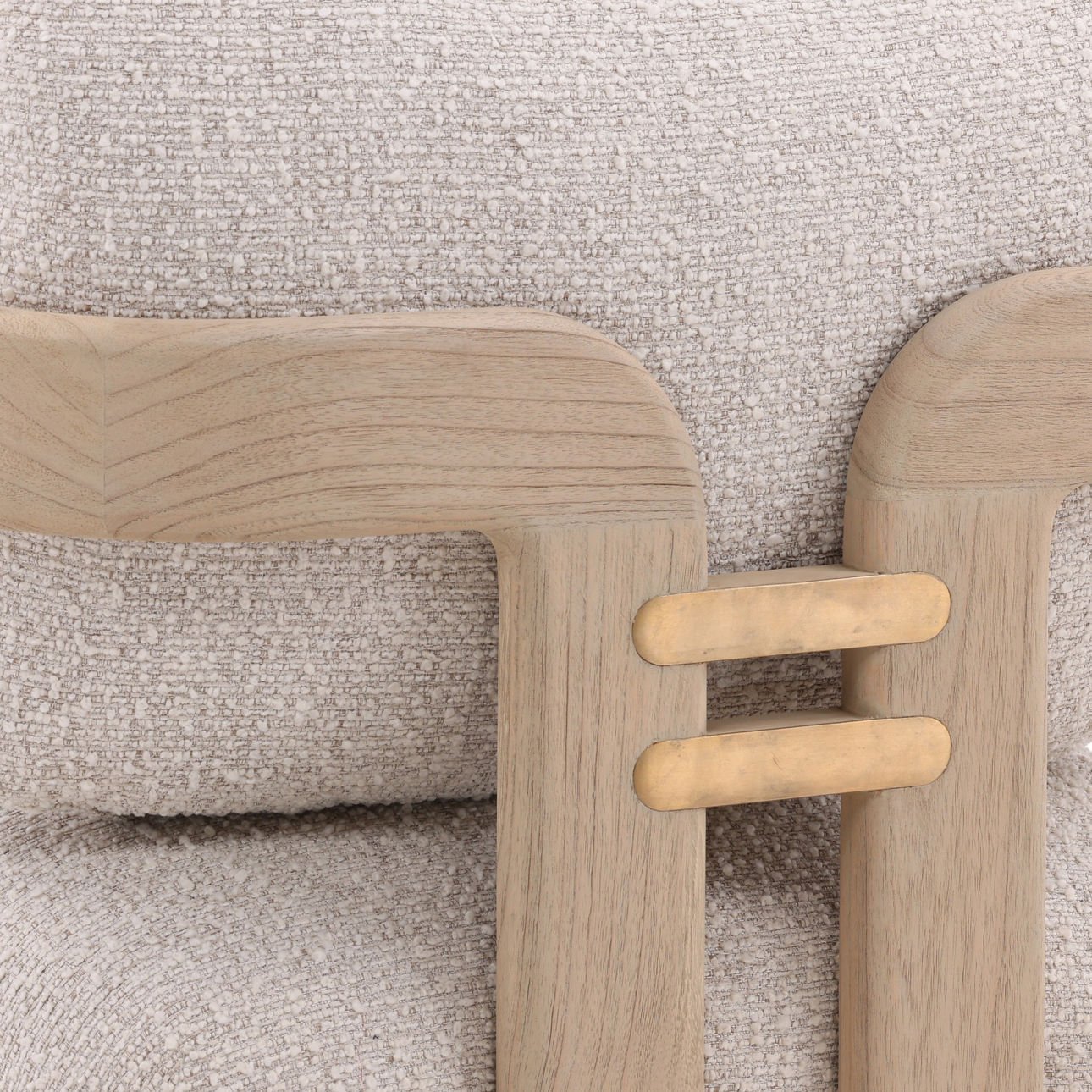 Chavez cream basketweave and mindi wood occasional chair, leg and frame detail