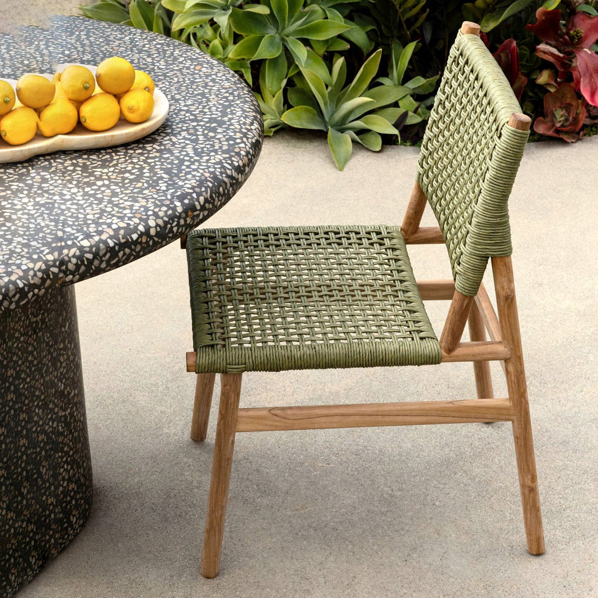 Francisca Outdoor Green Dining Chair Set of 2
