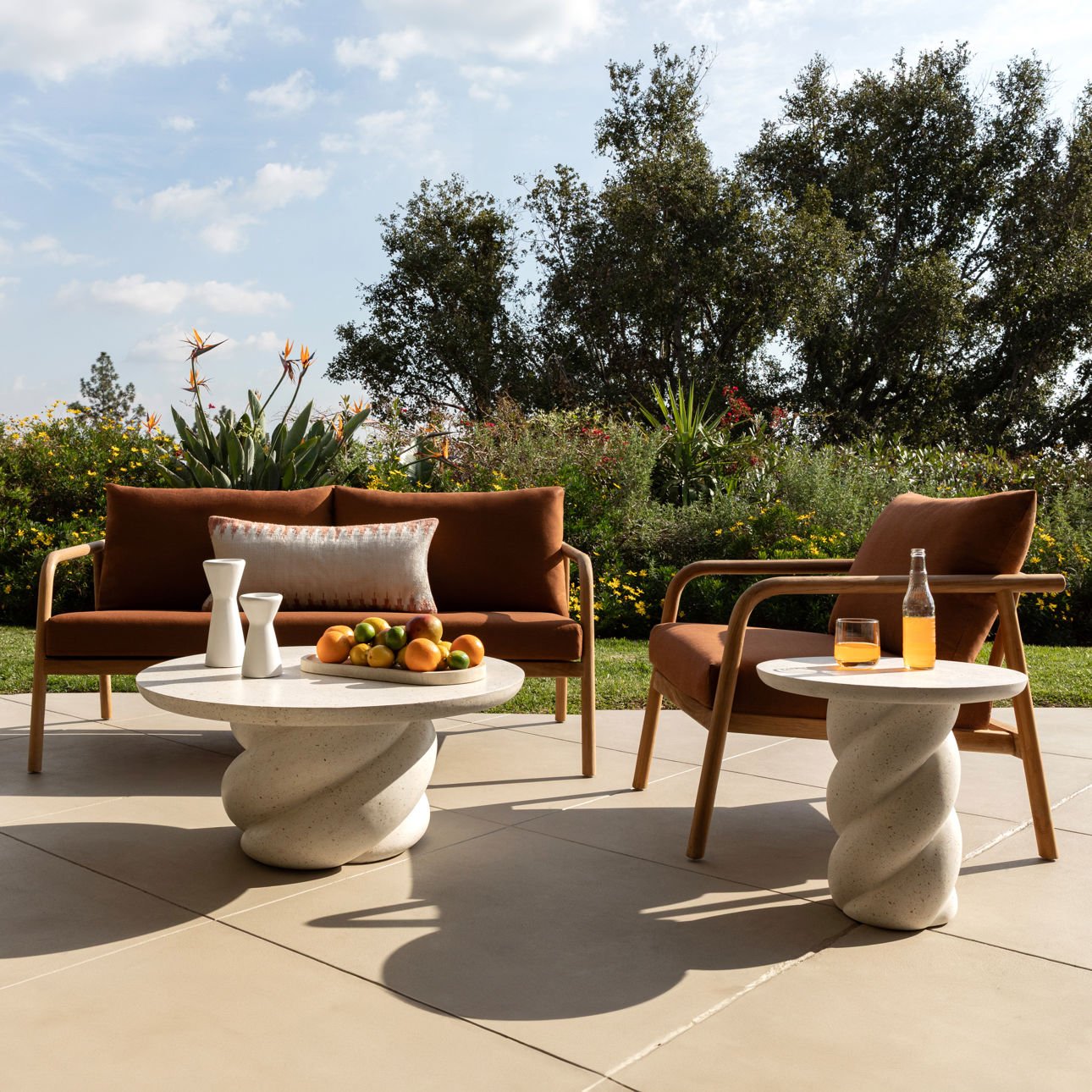 Nidia Ivory Outdoor End Table