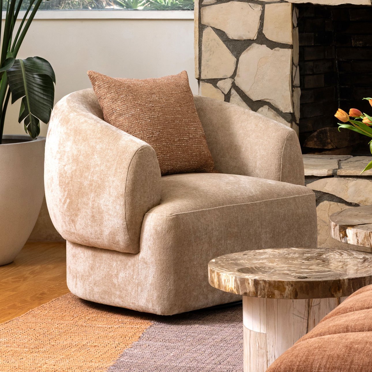 Billie Sand Swivel Chair