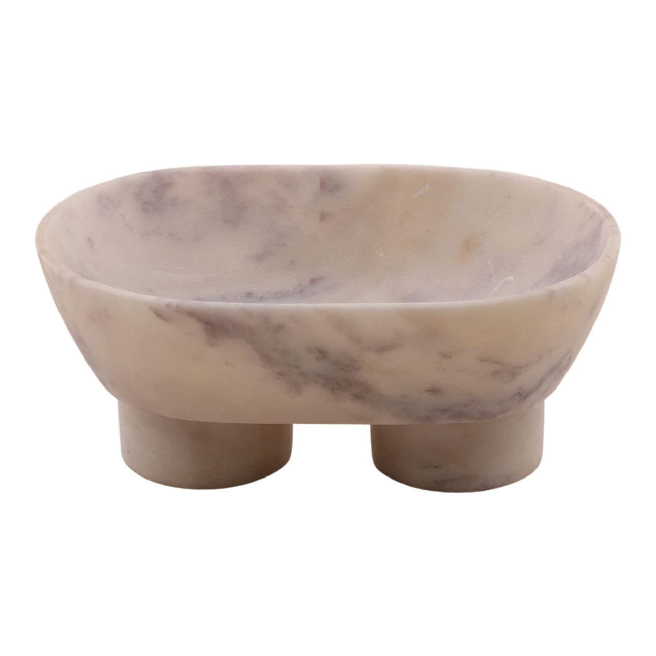 Close-up of the grey veining in the white marble Venn bowl