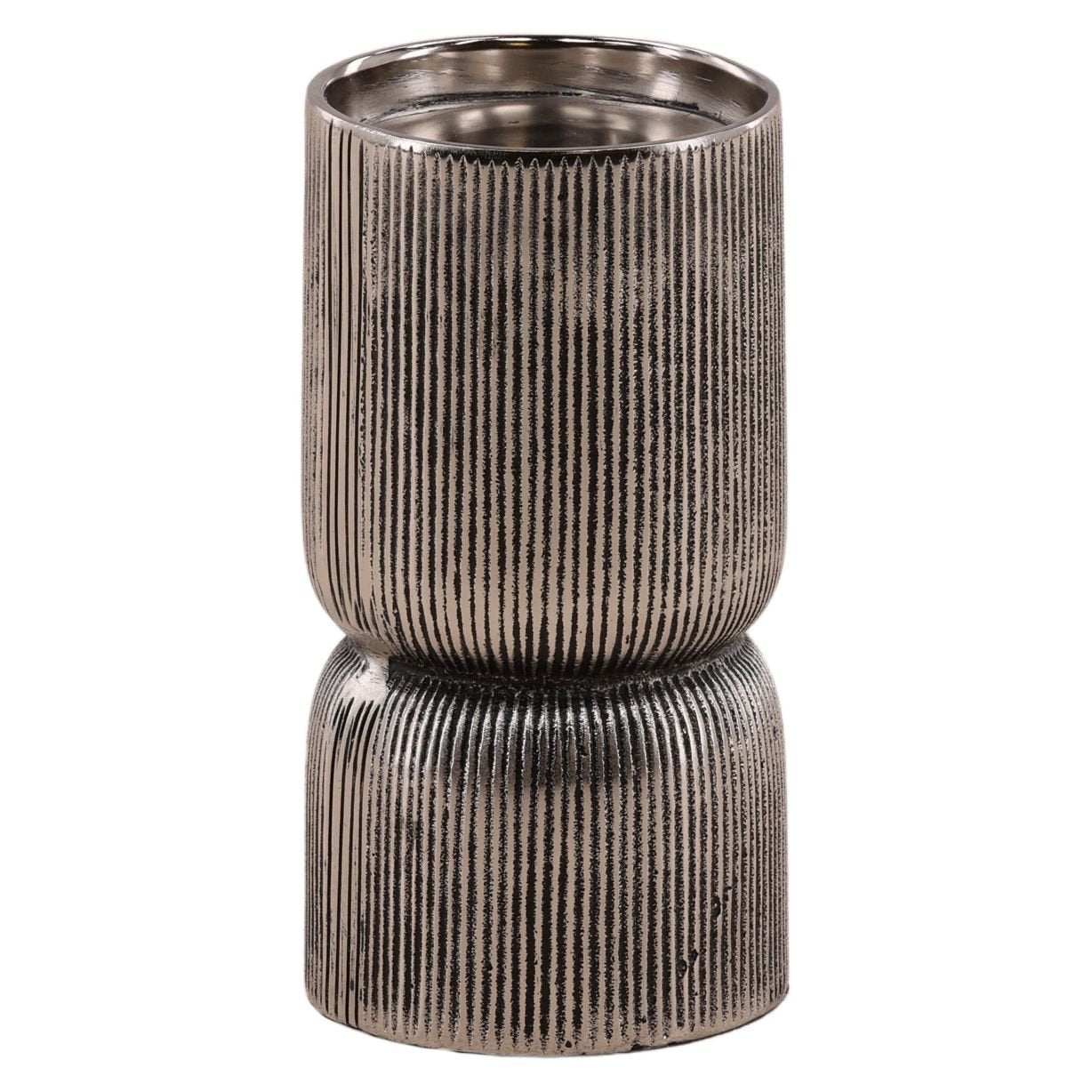 Jett Antique Nickel Candle Holder