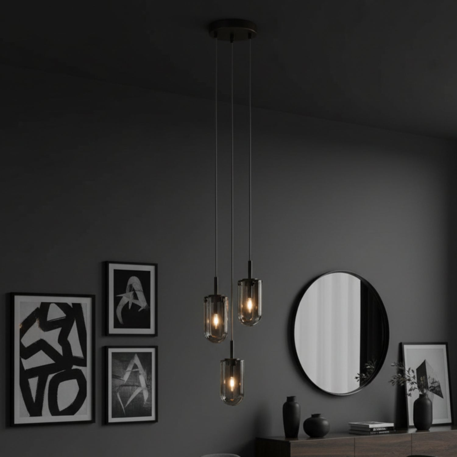 Arteriors Javier 3 Light Smoke Multi-Port Chandelier