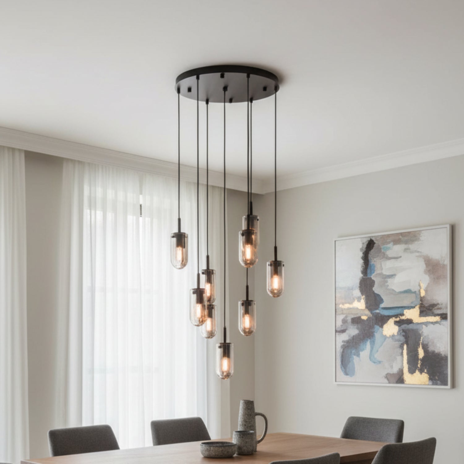 Arteriors Javier 9 Light Smoke Multi-Port Chandelier
