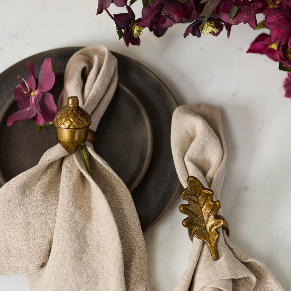 English Oak Acorn Napkin Ring Set of 6