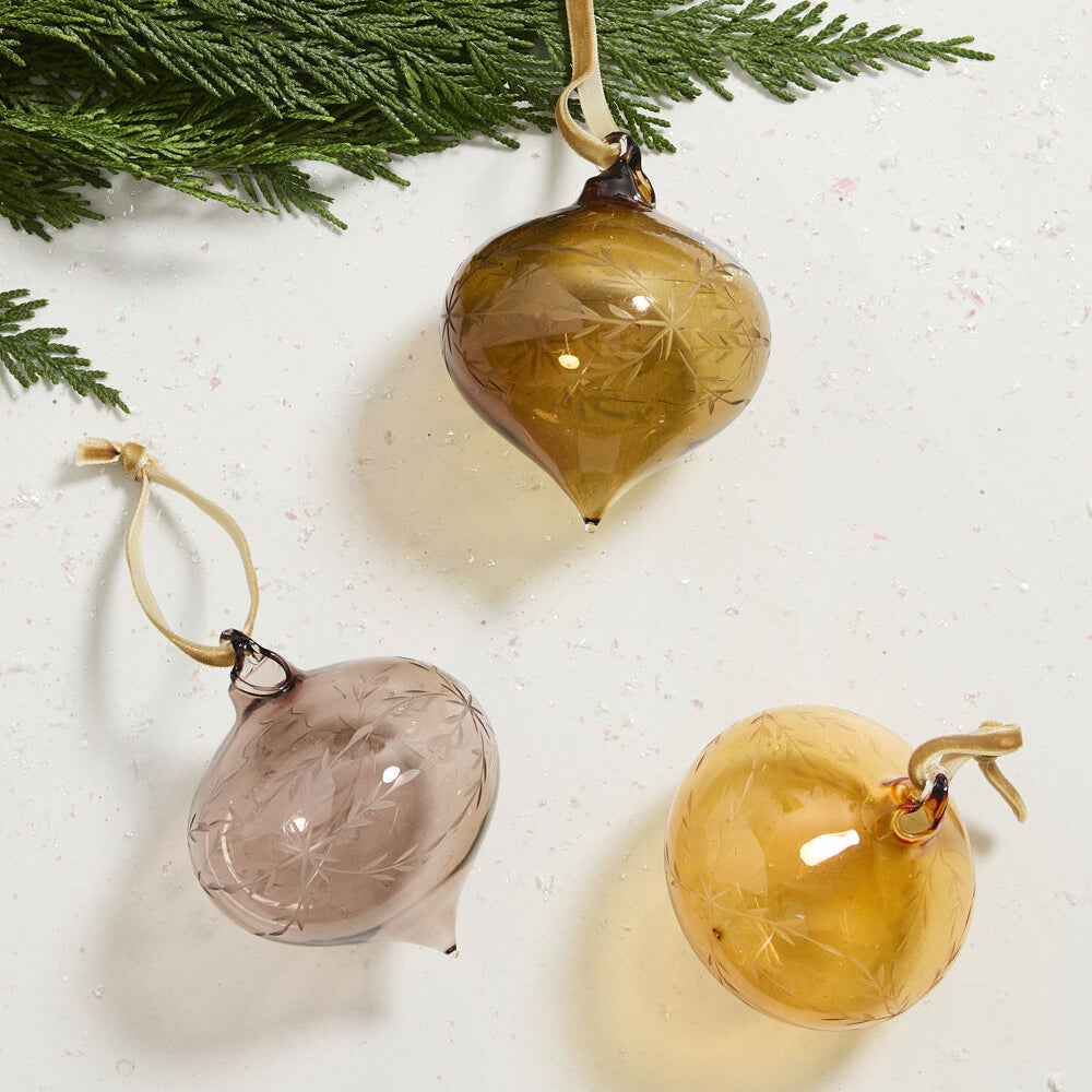 Etched Bauble Ornament Set of 6