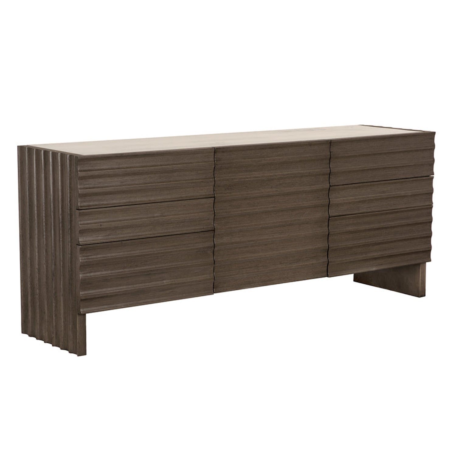 Noir Gauss Greige Walnut Sideboard with Marble Top