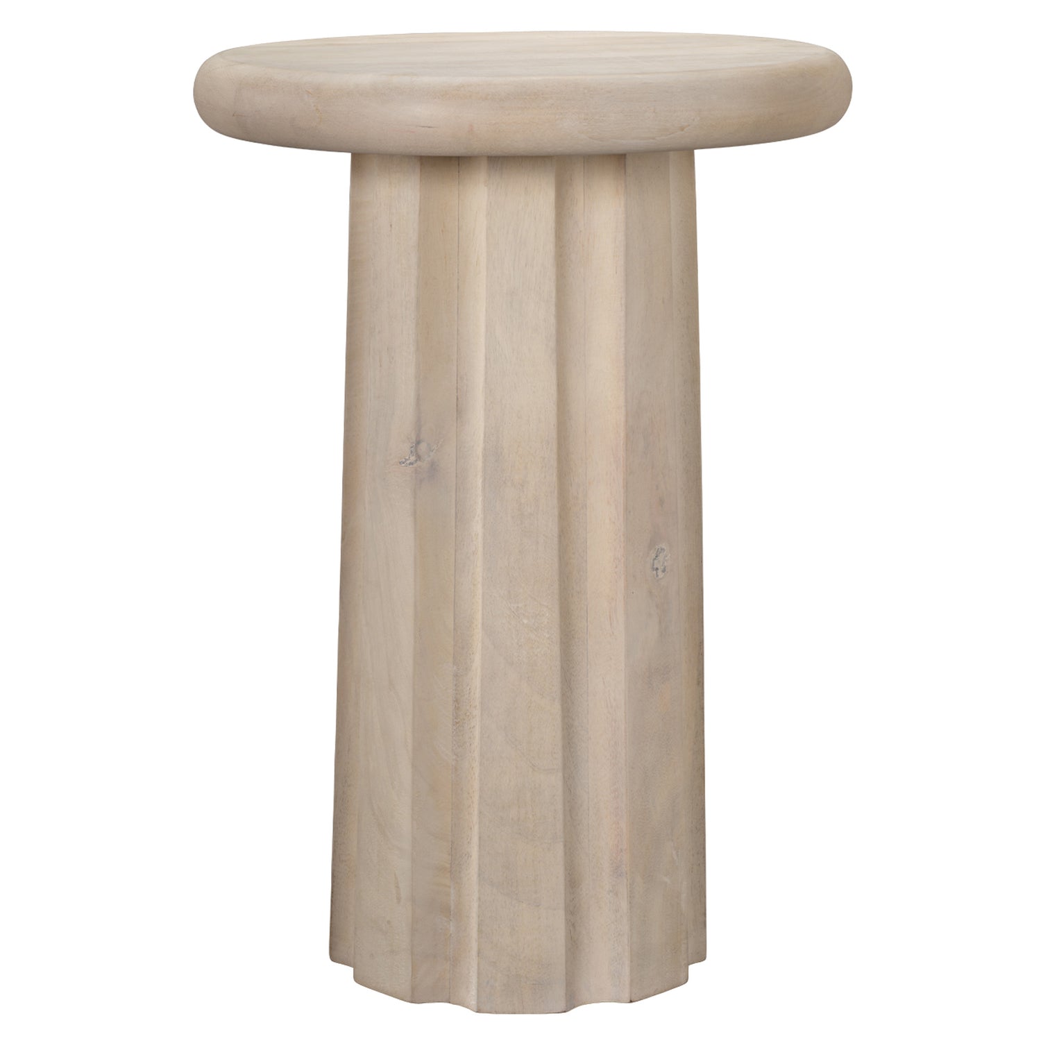 Jamie Young Cremini Off-White Wood Side Table in Off-White Mango Wood, full front view