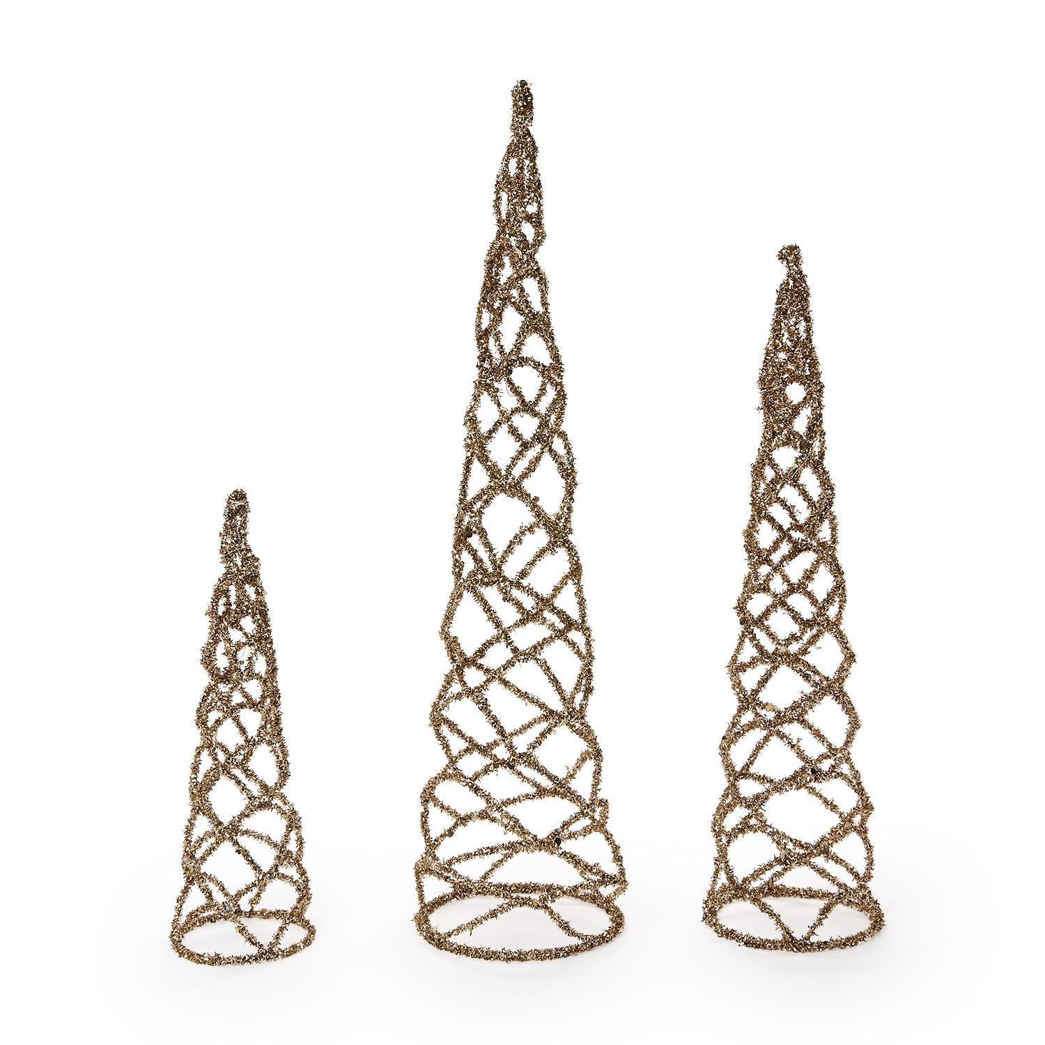 Gold Light-Up Christmas Tree Set of 3