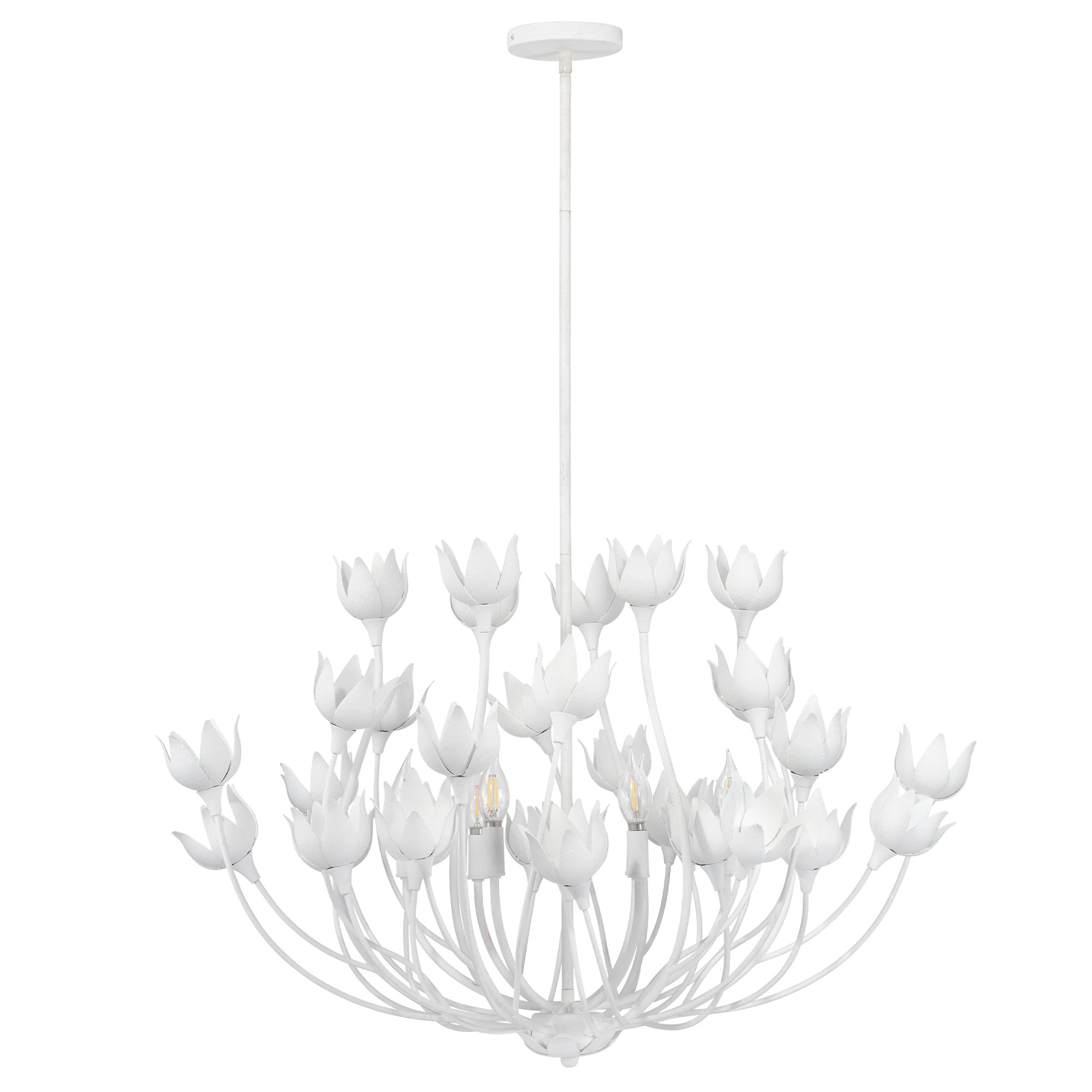 Jamie Young Dogwood Textured White Plaster 6-Light Chandelier