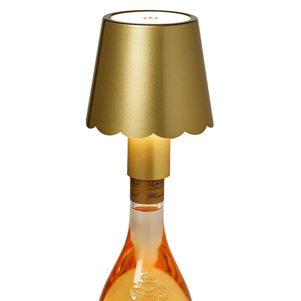 LED Touchable Gold Scalloped Lampshade with Bottle Stopper in Gift Box