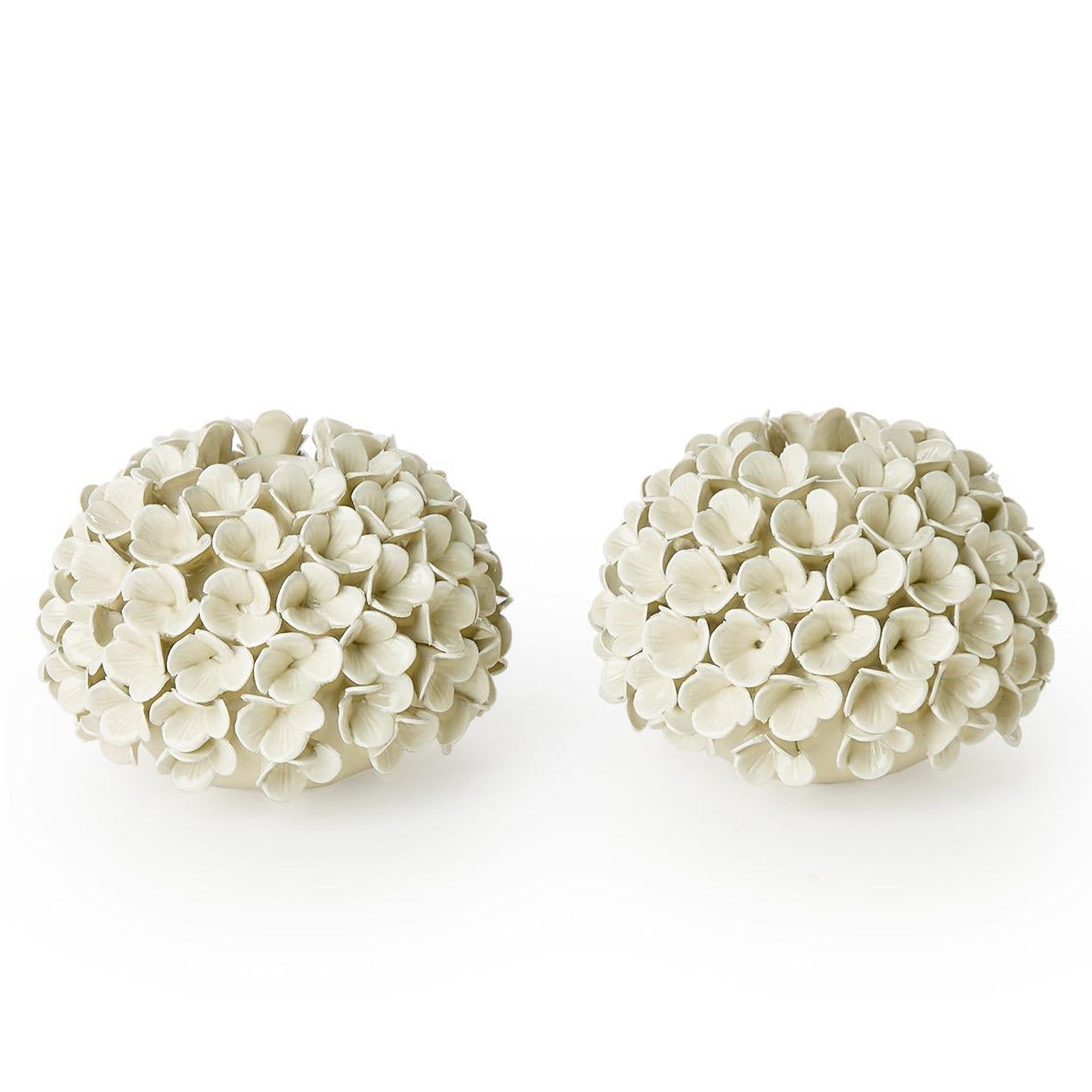 White Hydrangea Flower Bud Vase / Taper Candleholder Set of 2