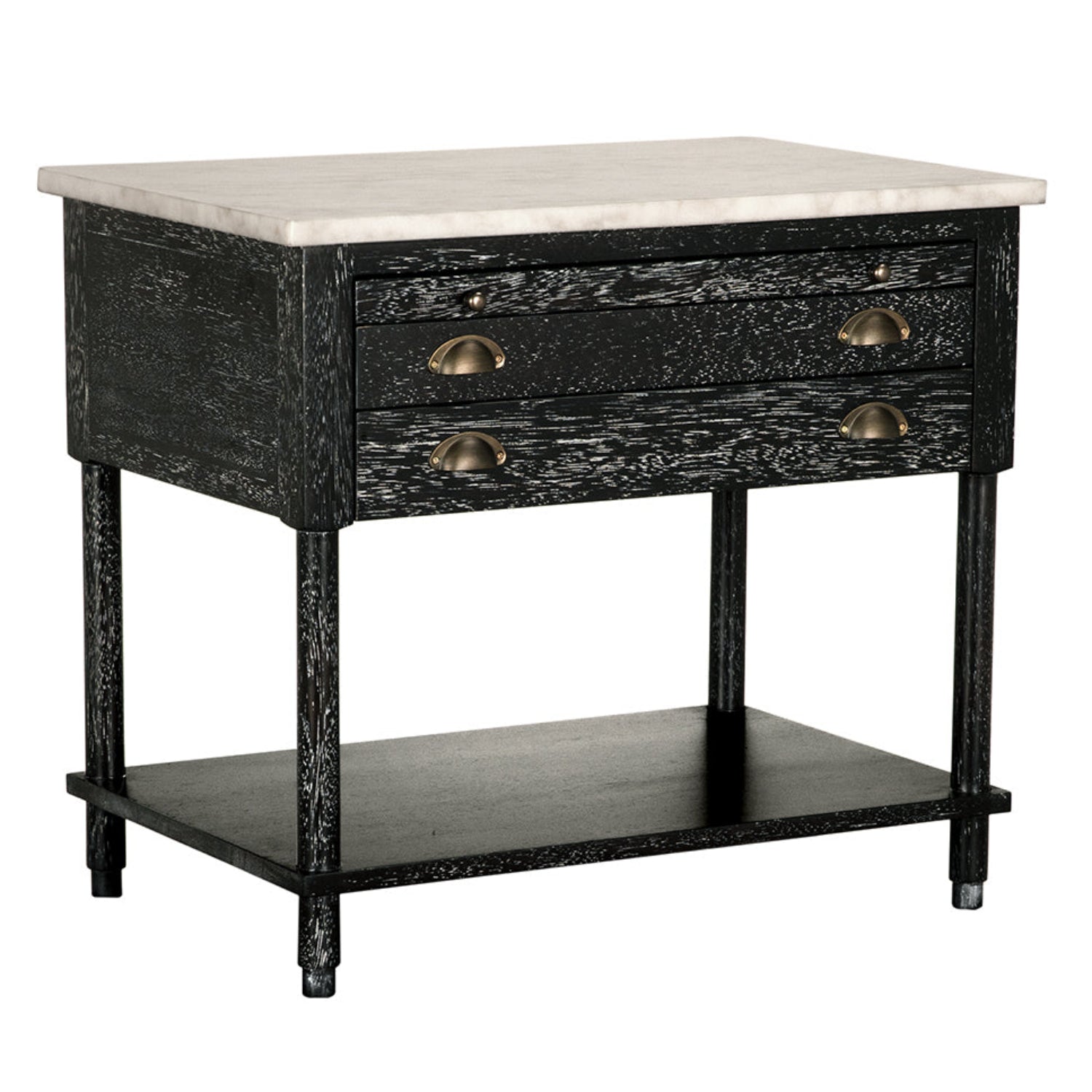 Noir Artemio Side Table with Marble Top